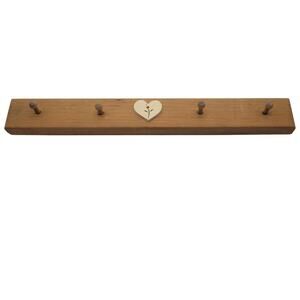 Vintage Wooden Heart Wall Peg Rack Shaker Style Primitive 14" 4 Hooks